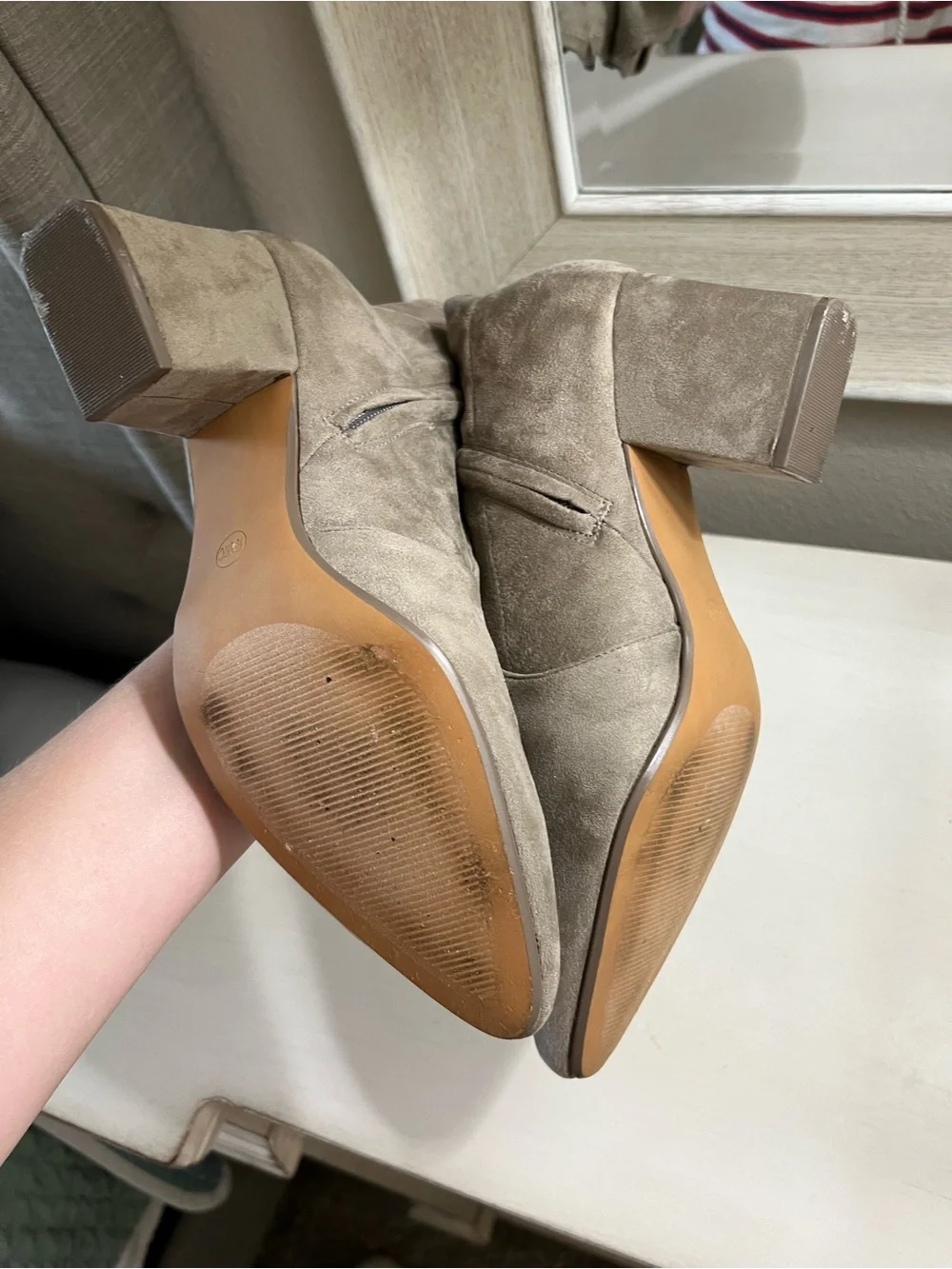 Women's Wide Taupe Suede Ankle Boots
